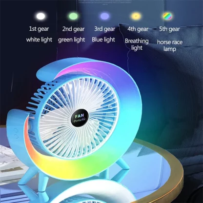 Вентилатор за на биро со RGB светла - Image 9